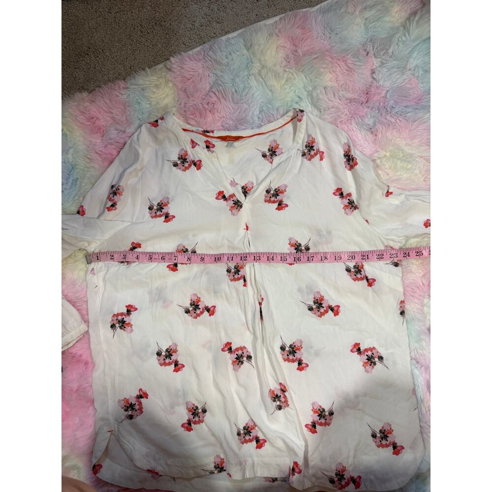 NWOT Joules White Floral Viscose Tunic Blouse Long Sleeve US 14 - Picture 6 of 11